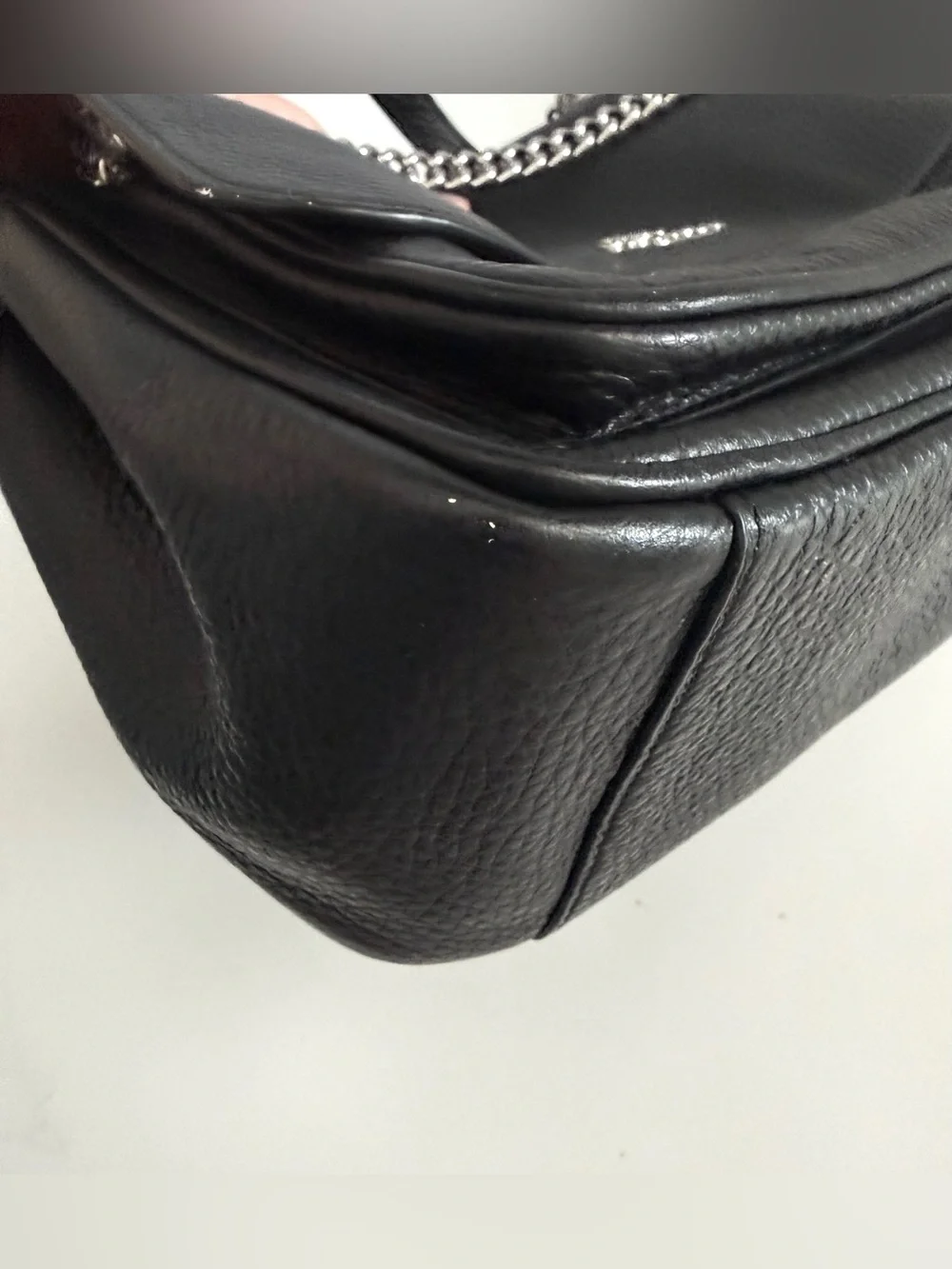 Coach Klare Crossbody 25 Double Chain Strap Black Pebbled Leather Bag CC353